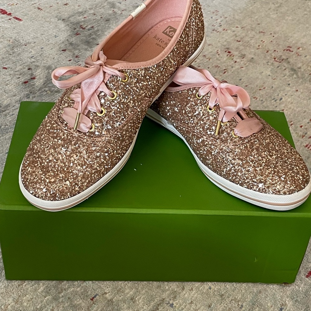 Kate Spade Glitter Sneakers - Gold and Pink